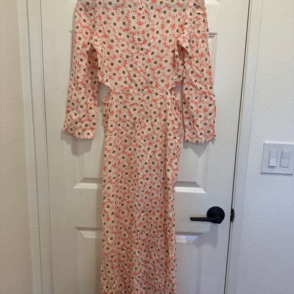 Mango Pink Floral Long Sleeve Dress